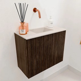 Mondiaz Joya DLux 50cm toiletmeubel walnut met wastafel faye midden zonder kraangat meli