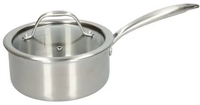 Steelpan met glazen deksel, 3-laags, rvs, PFAS-vrij,Ø16 cm