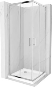 Mexen Rio vierkante douchecabine 80 x 80 cm, transparant, chroom + Flat douchebak, wit - 860-080-080-01-00-4010