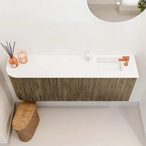 Mondiaz Joya 110cm toiletmeubel ronding links dusk met wastafel faye rechts 1 kraangat talc