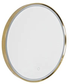 Badkamerspiegel koper 50 cm incl. LED 3-staps dimbaar met touch rond - Miral