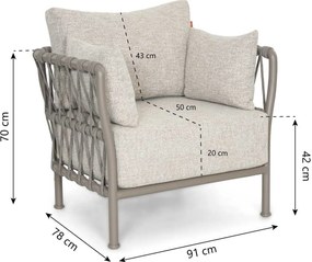 Tuinstoel Rope Taupe-naturel-bruin Santika Miyora