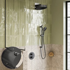 Saniclear Evolution Curved inbouw regendouche rond met glijstang en 2 standen handdouche verouderd ijzer - gunmetal