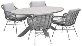 Garden Impressions Lucas tuinset 5-delig valley sand - Tulli tuintafel 180x115 cm - light teak vironwood