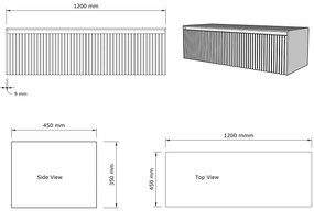 Gliss Design Timotheus badmeubel met 2 lades en ribbelfront 120cm ash gray met witte waskom