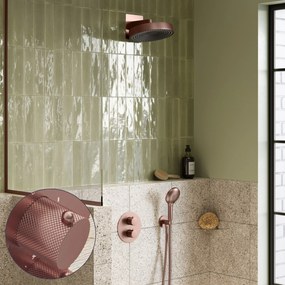 Saniclear Evolution Curved inbouw regendouche rond met 2 standen handdouche geborsteld koper