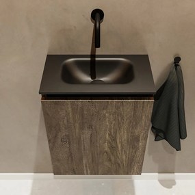 Mondiaz Ture 40cm toiletmeubel dark brown met wastafel urban midden geen kraangat