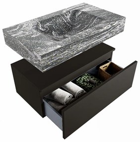 Mondiaz Alan DLux badmeubel 80cm urban 1 lade met wastafel lava midden zonder kraangat
