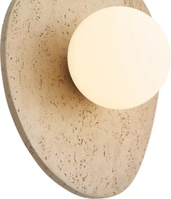 Japandi wandlamp naturel steen organisch met opaal glas - Josie