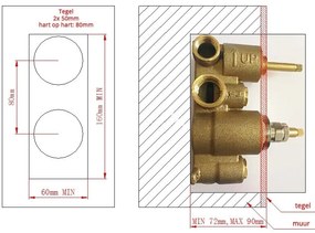 Saniclear Brass inbouw regendouche met 30cm hoofddouche, plafondarm en 2 standen handdouche geborsteld messing - mat goud