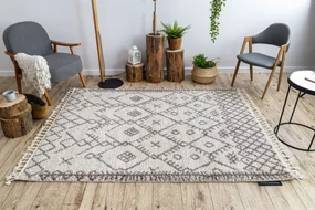 Tapijt BERBER TANGER B5940 crème / bruinrand ,  Barber , marokkaanse shaggy
