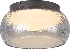 Art Deco plafondlamp gunmetal met smoke glas incl. LED 3-staps dimbaar - Thimble