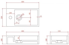 Fontana Alaska toiletmeubel ribbelfront kasteel bruin 40x22cm met solid surface fontein links