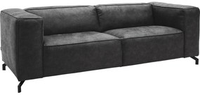 Goossens Bank Calvin antraciet, micro leer, 3-zits, modern design