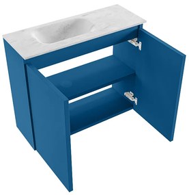 Mondiaz Ture DLux toiletmeubel 60cm jeans met wastafel opalo links met kraangat