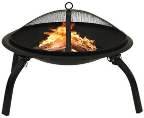 vidaXL Vuurplaats en barbecue 2-in-1 met pook 56x56x49 cm staal