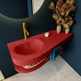 Mondiaz Riva 120cm wastafel met planchet Fire en wastafel links 1 kraangaten Fire