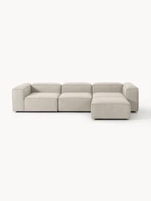Modulaire bank Lennon (4-zits) van linnenmix met poef (links/rechts)