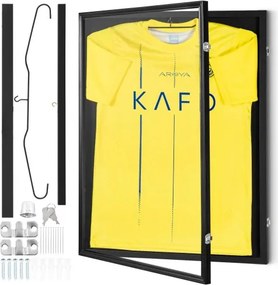 VEVOR Jersey Display Case 610 x 812 x 40 mm Afsluitbare Shadow Box voor sportshirts met 98% UV-bescherming PC-glas en hangers, voor honkbal-, basketbal-, voetbal-, hockeyshirts en uniformen, zwart