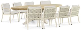 Tuinset 8 personen 280 cm Aluminium/rope Taupe Coco Sevilla/Diogo