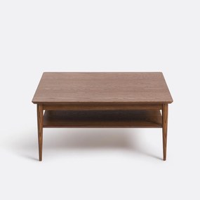 Vierkante salontafel in massief essen met fineer, dubbel blad, LUSSAN