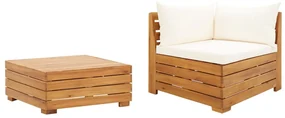 vidaXL 2-delige Loungeset met kussens massief acaciahout