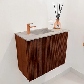 Mondiaz Joya DLux 50cm toiletmeubel ruby met wastafel faye links 1 kraangat glace