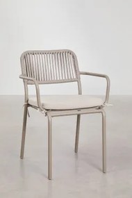 Set Van 2 Stapelbare Tuinstoelen Met Armleuningen In Gevlochten Touw Arhiza Moka Bruin - Sklum