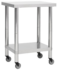 vidaXL Keukenwerktafel met wielen 60x30x85 cm roestvrij staal