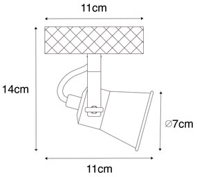Landelijke spot zwart met hout verstelbaar - Jelle