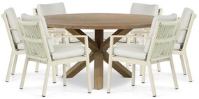 Tuinset Ronde Tuintafel 6 personen 160 cm Aluminium/rope Taupe Coco Sevilla/Sand