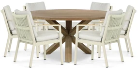 Tuinset Ronde Tuintafel 6 personen 160 cm Aluminium/rope Taupe  Coco Sevilla/Sand