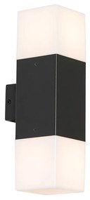 Buiten wandlamp zwart met opale kap 2-lichts IP44 - Denmark