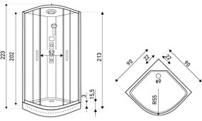 Kerra Orion complete douchecabine met massagejets wit