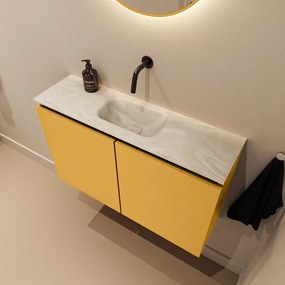 Mondiaz Ture DLux toiletmeubel 80cm ocher met wastafel ostra midden zonder kraangat