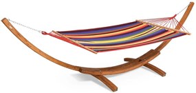 Hangmat met houten standaard Kiwi Garden Point gekleurde strepen