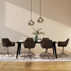 vidaXL Eetkamerstoelen draaibaar 6 st stof bruin