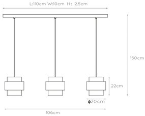 Lucide Firmin hanglamp 110cm 3x E27 goud mat