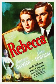 Kunstdruk Rebecca / Alfred Hitchcock (Retro Cinema / Movie Poster), (26.7 x 40 cm)