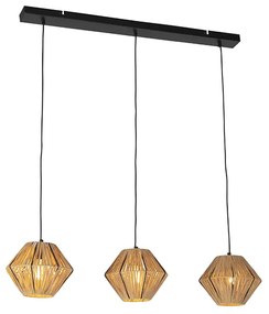 Eettafel / Eetkamer Oosterse hanglamp rotan 3-lichts - StrawOosters E27 Binnenverlichting Lamp