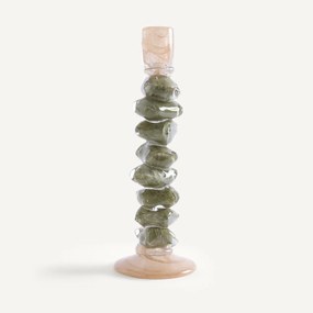 Tweekleurig geblazen glazen kandelaar, 35 cm hoog, QIMERA