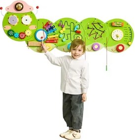 VEVOR 12-in-1 Montessori Busy Board, Montessori Motorische Vaardigheden Bord voor Vroege Ontwikkeling, Houten Sensorisch Wandpaneel voor Kinderen van 3-12 Jaar, Rups Wandspel voor Kleuterspeelzaal