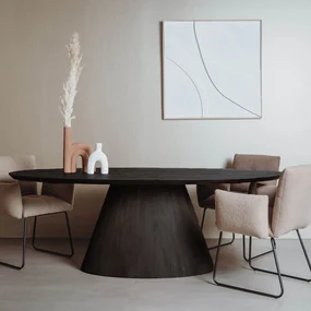 Tower Living Ovale Eettafel Zwart Mangohout 260x120 Premana - 260 X 120cm.