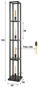 Vloerlamp 4-lichts Zwart