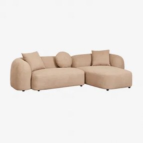 2-delige Modulaire Chaise Longue-bank Rechts, In Coco Chenille Dikke Chenille Stof Latte Bruin - Sklum