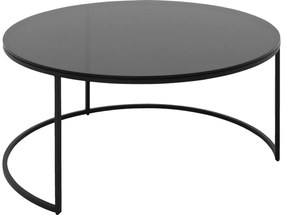 Goossens Salontafel Arendal rond, glas zwart, elegant chic, 90 x 39 x 90 cm