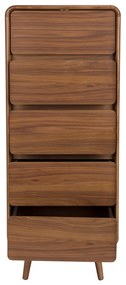 Zuiver Rise Walnut Design Ladenkast Gebogen Walnoothout - 40x45x112cm.