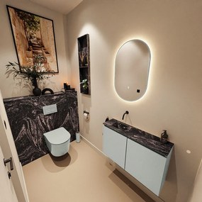 Mondiaz Ture DLux toiletmeubel 80cm greey met wastafel lava links zonder kraangat