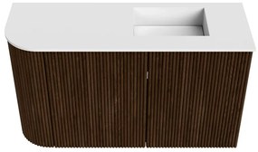 Mondiaz Joya 70cm toiletmeubel ronding links walnut met wastafel faye rechts zonder kraangat talc