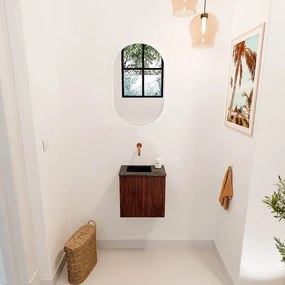 Mondiaz Joya DLux 40cm toiletmeubel ruby met wastafel faye links zonder kraangat lava